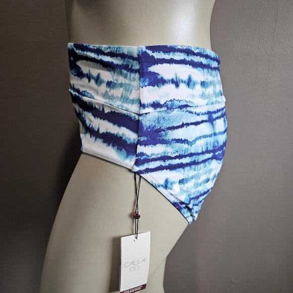 Calia Mid Rise Wide Band  Striped Bikini Swim Bottoms Plus Size - Picture 3 of 10